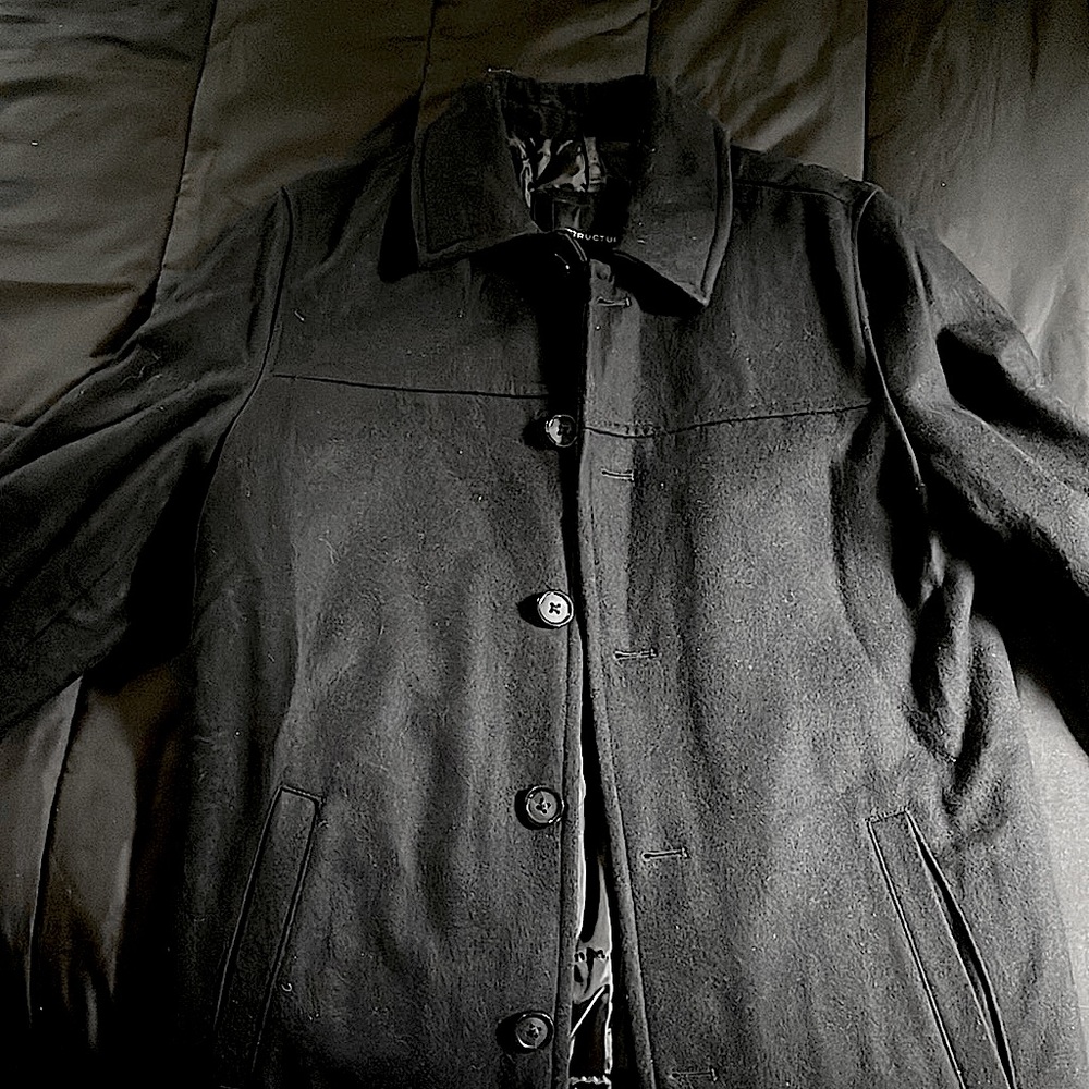 Black men’s winter pea coat